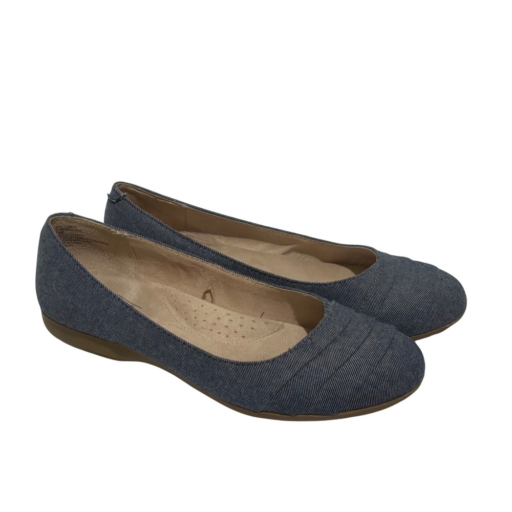 Cliffs Clara Blue Denim Textile Ballet Flats 7.5M cowgirl boho minimalist comfy